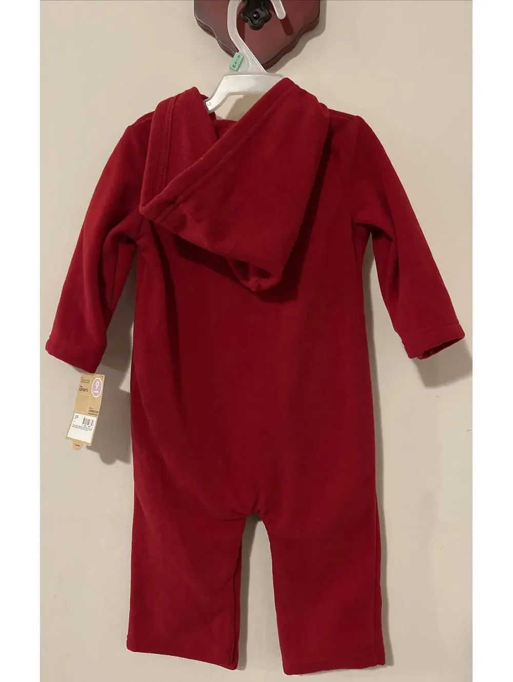 Carters Boys Red 9 Months 1-Piece Plaid Deer Hooded Jumpsuit NWT! A4051